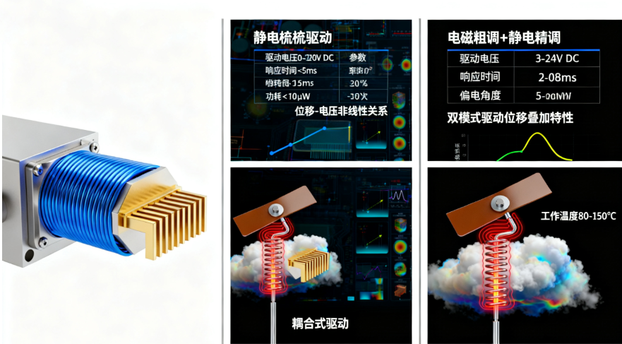 MEMS光開關(guān)靜電梳齒驅(qū)動扭臂式熱驅(qū)動耦合式特性對比