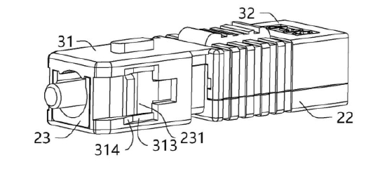 跳線快速連接器于另一個(gè)視角下的結(jié)構(gòu)示意圖 - 廣西科毅光通信
