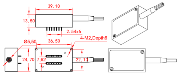 1×16單模MEMS光開關(guān)封裝尺寸結(jié)構(gòu)圖 - 廣西科毅光通信 1×16單模MEMS光開關(guān)封裝尺寸結(jié)構(gòu)圖 - 廣西科毅光通信